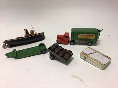 Lot 2305 - Tinplate military car, Triang Minic models & lead animals