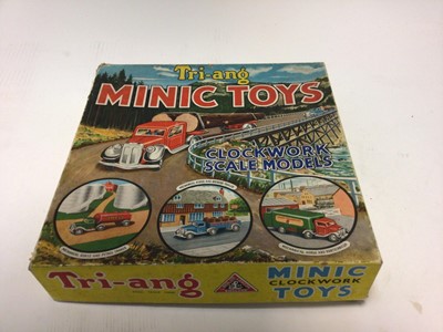 Lot 2305 - Tinplate military car, Triang Minic models & lead animals