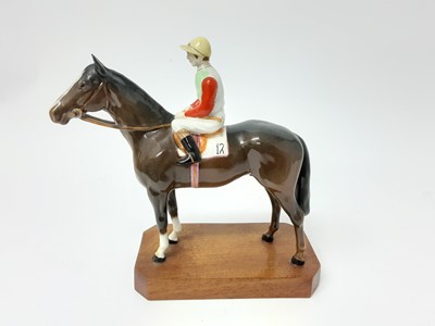 Lot 1107 - Beswick racehorse and jockey No 12, on plinth base