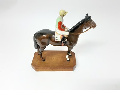 Lot 1107 - Beswick racehorse and jockey No 12, on plinth base