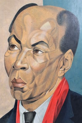 Lot 1175 - *Francis Plummer (1930-2019) egg tempera on board - portrait of a Jamaican Lawyer, signed and dated 1954, 60cm x 49cm, framed