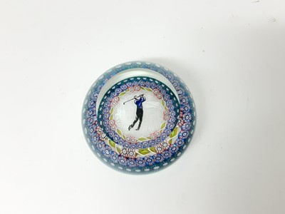 Lot 1129 - Good quality Perthshire PP81 Golfer paperweight with millefiori decoration, boxed with certificate