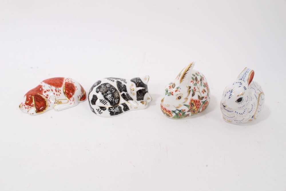 Lot 1133 - Four Royal Crown Derby paperweights - Puppy, Misty, Bunny and Meadow Rabbit