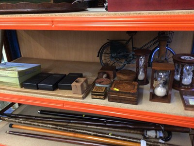 Lot 61 - Group of sundry items to include Egg timers, treen boxes and sundries