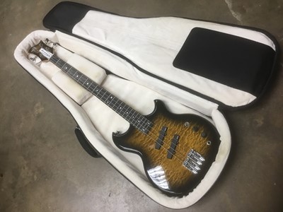 Lot 2205 - Chowny SWB Pro Electric Bass Guitar in soft case with lead and strap