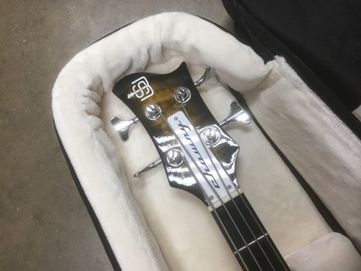 Lot 2205 - Chowny SWB Pro Electric Bass Guitar in soft case with lead and strap