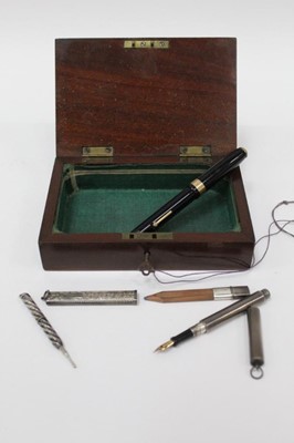 Lot 2380 - Conway Stewart fountain pen, together with three silver propelling pencils (4)