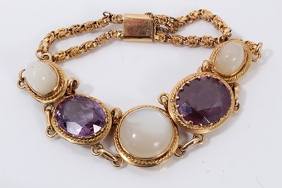 Lot 569 - Moonstone and simulated alexandrite bracelet