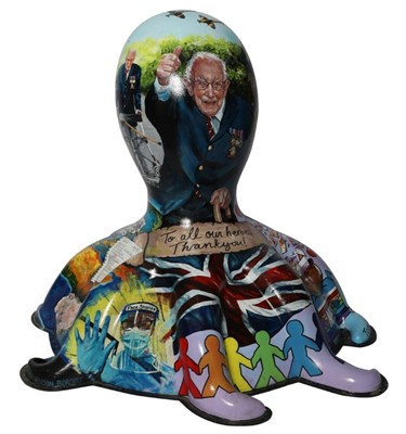 Lot 3 - SOLD AT PRE-SALE STAGE - Keef by Alison Burchert – Designed by Sam Fry, themes of hope during lockdown including image of Captain Sir Tom Moore (sold at pre-sale stage)
