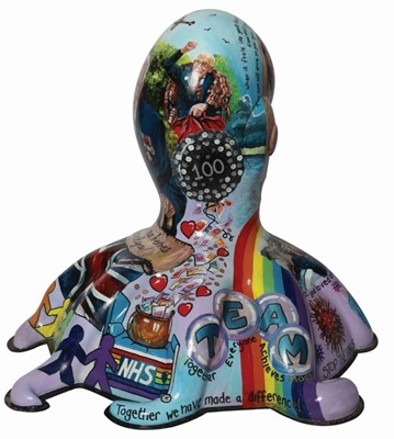 Lot 3 - SOLD AT PRE-SALE STAGE - Keef by Alison Burchert – Designed by Sam Fry, themes of hope during lockdown including image of Captain Sir Tom Moore (sold at pre-sale stage)