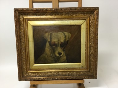 Lot 92 - English School, late 19th century, oil on canvas, portrait of a forlorn dog, signed and dated 'Cobban 1889', 23 x 27cm, framed