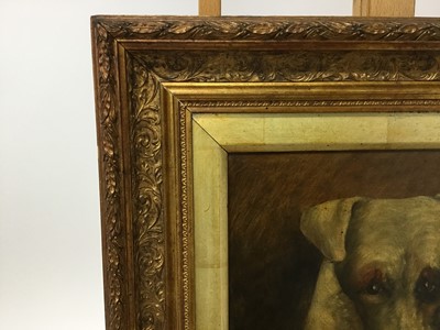 Lot 92 - English School, late 19th century, oil on canvas, portrait of a forlorn dog, signed and dated 'Cobban 1889', 23 x 27cm, framed