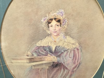 Lot 98 - English School, Mid 19th century, watercolour and body colour, two portraits - Mary Dicker, born May 13. 1793, the second described in a later hand verso as Rebecca, daughter of John and Mary Davis...