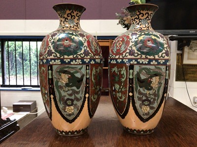Lot 231 - Pair of Japanese cloisonne vases, 28cm high