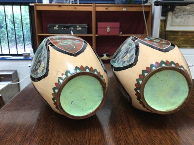 Lot 231 - Pair of Japanese cloisonne vases, 28cm high