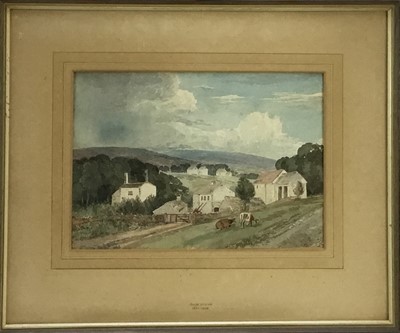 Lot 107 - Samuel Lucas (1805-1870) watercolour- Farmstead in a landscape, 24 x 34cm, glazed frame