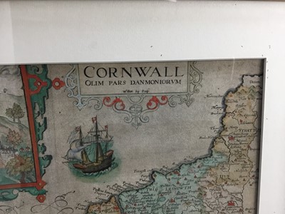 Lot 242 - William Kip - 17th century hand coloured engraving- map of Cornwall