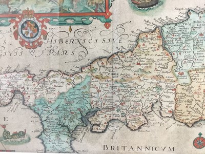 Lot 242 - William Kip - 17th century hand coloured engraving- map of Cornwall