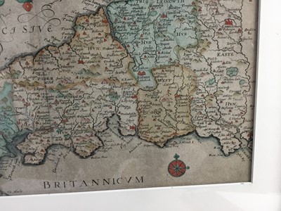 Lot 242 - William Kip - 17th century hand coloured engraving- map of Cornwall
