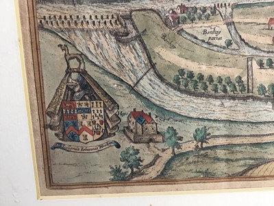 Lot 237 - 17th century hand coloured engraving- map of Exeter