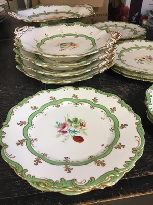 Lot 182 - Mid 19th century English porcelain dessert service with hand painted floral decoration