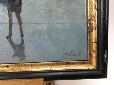 Lot 158 - Z. Phillips, oil on canvas,  
A beach scene on a sunny day, signed, 
in gilt frame. 34 x 45cm.