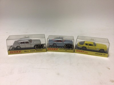 Lot 2352 - Dinky Jensen FF No.188, MK4 Ford Zodiac No.164 & Aston Martin DB^ No.153, all boxed (3)