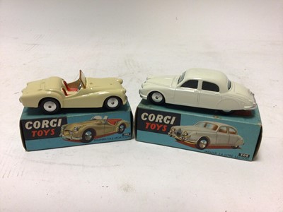 Lot 2357 - Corgi Jaguar 2.4 litre Saloon No.208 & Triumph TR2 Sports Car No.301, both boxed (2)