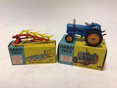 Lot 2359 - Corgi Fordson "Power Major" Tractor No.55 & Four Furrow plough No.56, both boxed (2)