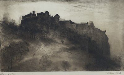 Lot 132 - William Miller (late 19th century) etching, Edinburgh Castle, signed and inscribed, 21 x 36cm