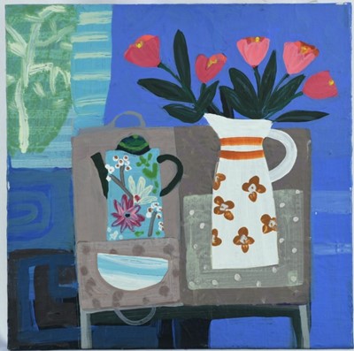 Lot 997 - *Emma Williams acrylic on canvas, Pink Tulips