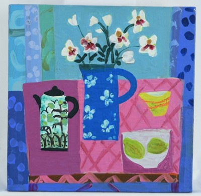 Lot 996 - *Emma Williams acrylic on canvas, Flowers and lemons