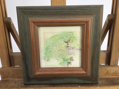 Lot 171 - Manner of Mary Potter, watercolour, Robin red breast, 10 x 10cm apparently unsigned, glazed frame. Provenance - Estate of Jenny Simpson