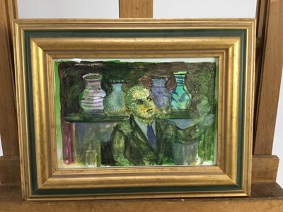 Lot 175 - English School, Late 20th century, watercolour - The Auctioneer, unsigned , 10 x 15cm, glazed frame, Provenance: The Jenny Simpson Collection.