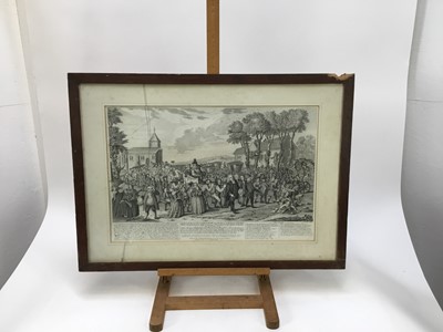 Lot 184 - 18th century engraving - An exact perspective view of Dunmow, late the priory, in the County of Essex, published after the original painting by David Ogborne, 1752, 35 x 52cm, glazed frame