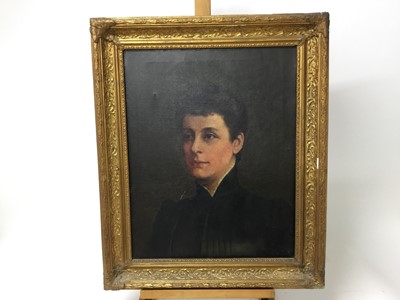 Lot 233 - Late 19th / Early 20th century English school oil on canvas - portrait of a lady, in gilt frame