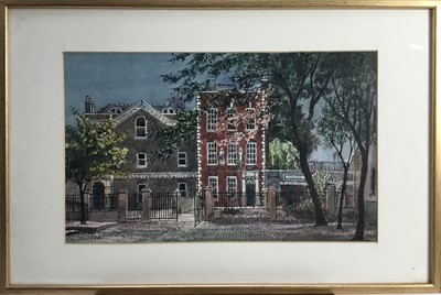 Lot 229 - E. Grant, contemporary, pen, ink and watercolour - Architectural House, signed, in glazed gilt frame