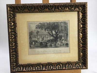 Lot 231 - After Thomas Allom (1804-1872) set of six black and white engravings - Canton and other Oriental subjects, in glazed gilt frames