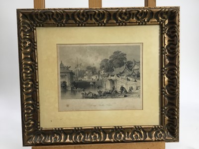Lot 231 - After Thomas Allom (1804-1872) set of six black and white engravings - Canton and other Oriental subjects, in glazed gilt frames