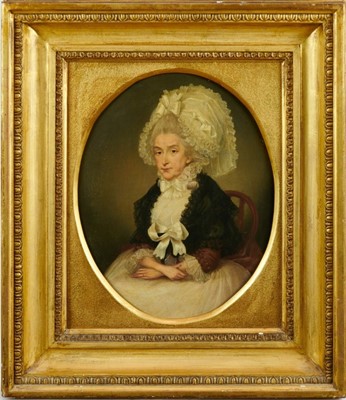 Lot 1219 - Pair of mid-19th century oval oils on canvas - portraits of General and Mrs Cowper, in gilt frames