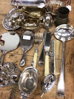 Lot 18 - Mixed lot of silver plate to include entree dishes, dressing table items etc