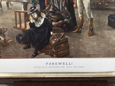 Lot 186 - Circa 1900 advertising lithograph, Farewell, painted by R Hillingford for Block and White Whisky, 44 x 66cm, framed
