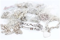 Lot 1654 - Collection of silver chains, necklaces and...