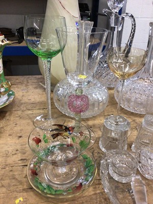 Lot 16 - Pair of cut glass decanters, other glassware
