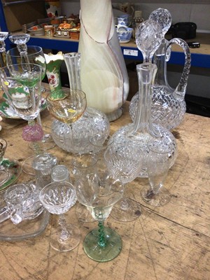 Lot 16 - Pair of cut glass decanters, other glassware