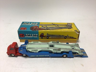 Lot 2372 - Corgi Chipperfields Circus crane truck No.1121, Chipperfields Circus animal cage No.1123 and "Carrimone" Car Transporter No.1101, all boxed