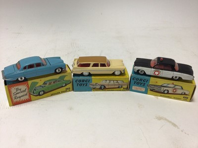 Lot 2376 - Corgi Jaguar Mark X No.238, Plymouth Sports Suburban Station Wagon No.219, Oldsmobile "Sheriff" Car No.237, all boxed (3)