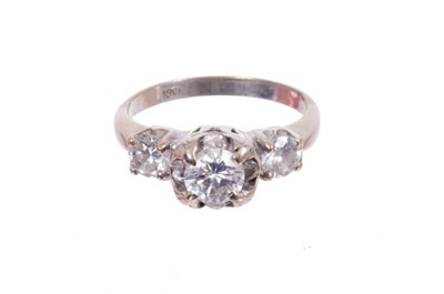 Lot 539 - Diamond three stone ring in 18ct white gold setting