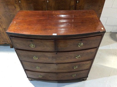 Lot 980 - 19th century mahogany bow front chest of two shorts and three long graduated drawers on bracket feet H111, W101, D51cm