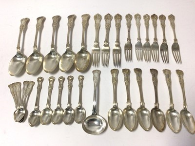 Lot 331 - Selection of victorian silver Kings and Queens pattern flatware